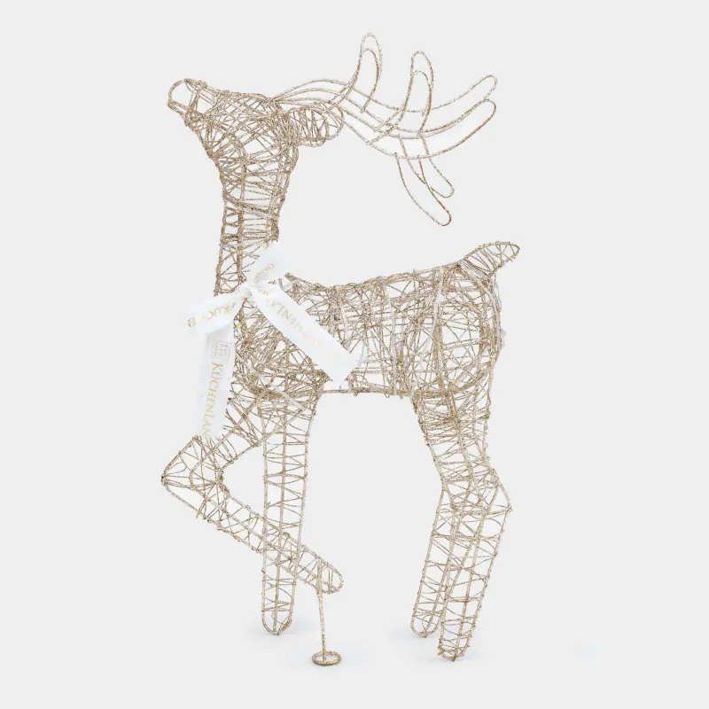 Мүсінше, жарықтандырылған, 51 см, металл, алтын түстес, Банты бар бұғы, Deer sparks