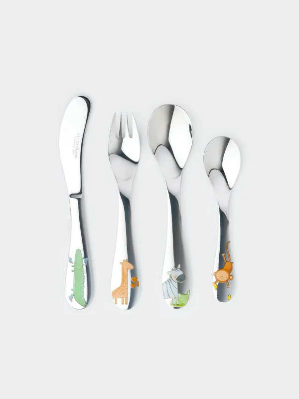 Столовые приборы, детские, 1 перс, 4 пр, сталь, Сафари, Jungle, image-0