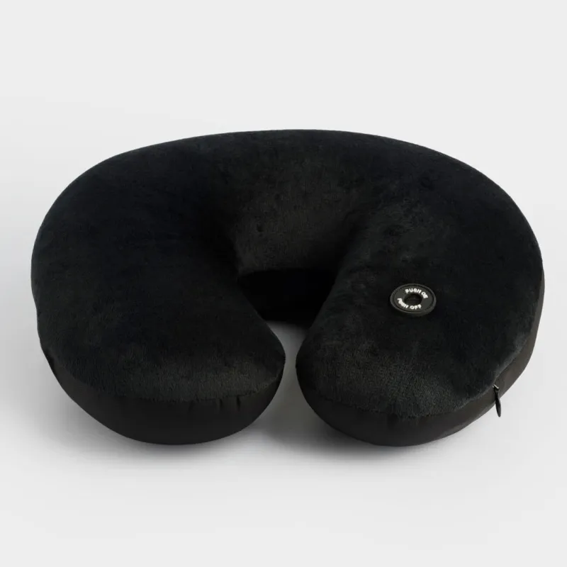 Жастық, саяхатқа арналған, 30 см, вибрациялы массажбен, полиэстер, қара, Travel comfort