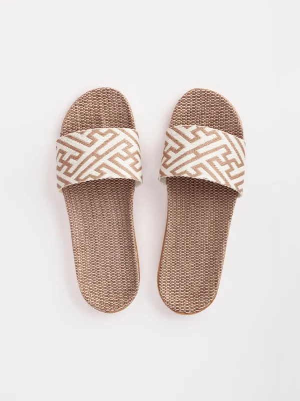 Әйелдер сандалдары, өлшемі 35-36, полиэстер/ЭВА, сарғылт-қоңыр және сүт, Геометрия, Walk, image-1