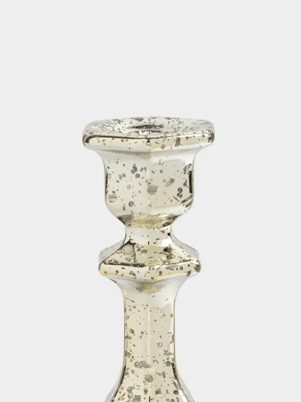 Шам ұстағыш, 14 см, жіңішке шамға арналған, аяқты, шыны, шампан, Patina, image-2