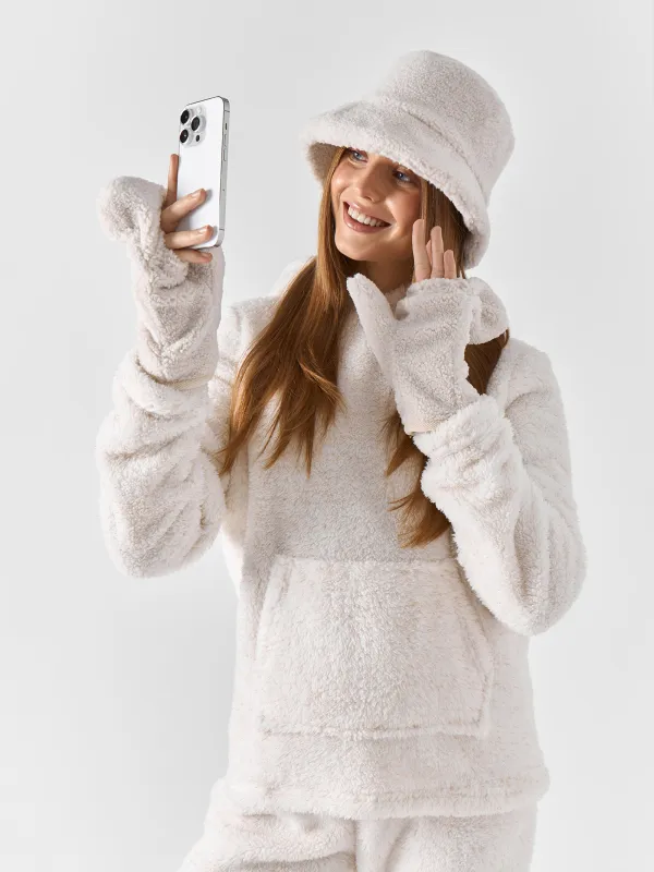 Әйелдерге арналған худи, үйге арналған, өлшемі S, жасанды үлбір, сүт түстес, Kiriana, image-7