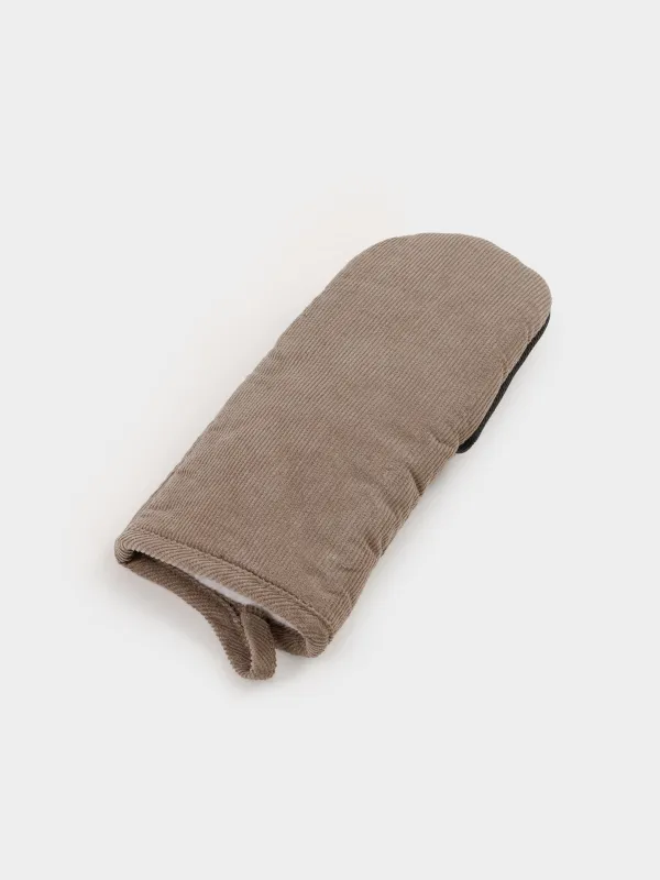 Прихватка-варежка, 14х29 см, в рубчик, вельвет/резина, коричневая, Moire kitchen, image-5