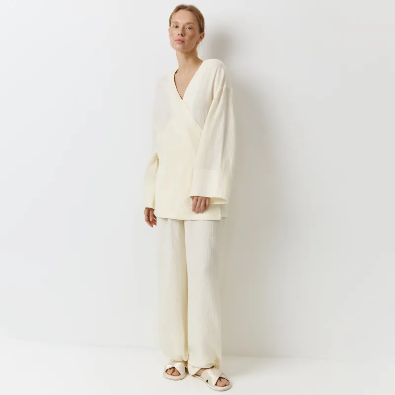 Әйелдер шалбары, үйге арналған, өлшемі L, муслин, сүт түстес, Allison