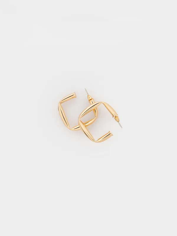 Пусет сырғалары, 3 см, 2 дана, металл, алтын түстес, Геометрия, Jewelry, image-1