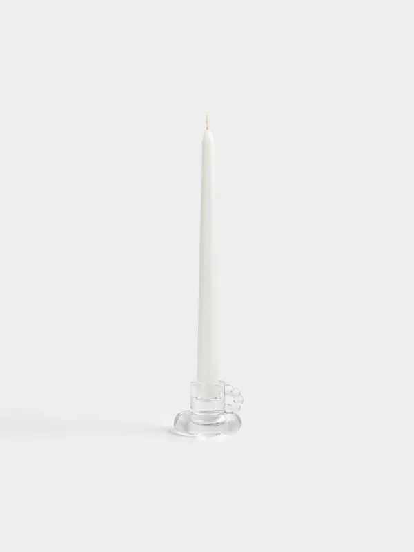 Шам ұстағыш, 7 см, жіңішке шамға арналған, тұтқасы бар, шыны, Clear, image-5