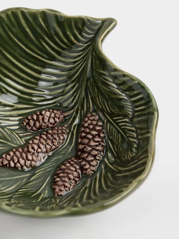 Салат ыдысы, 15х6 см, мл, керамика, жасыл, Шырша бұтағындағы шырша бүршіктері, Forest whispers, image-2