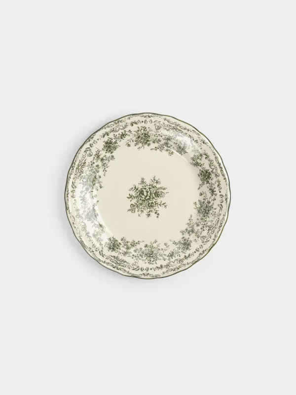 Түскі ас тәрелкесі, 28 см, фарфор Р, сүт түстес, Жасыл гүлдер, Green lace, image-0