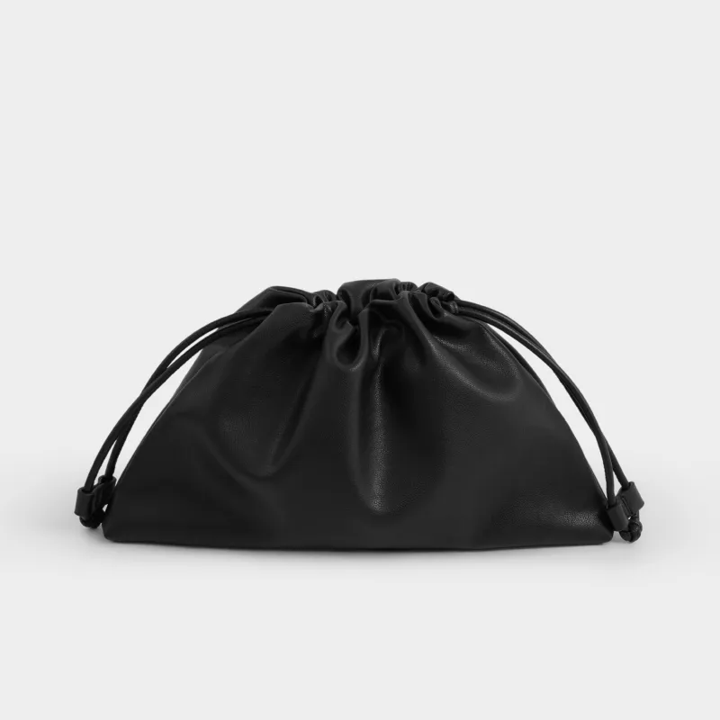 Сумка женская, 33х22 см, с ремешком, на завязках, полиуретан, черная, Force