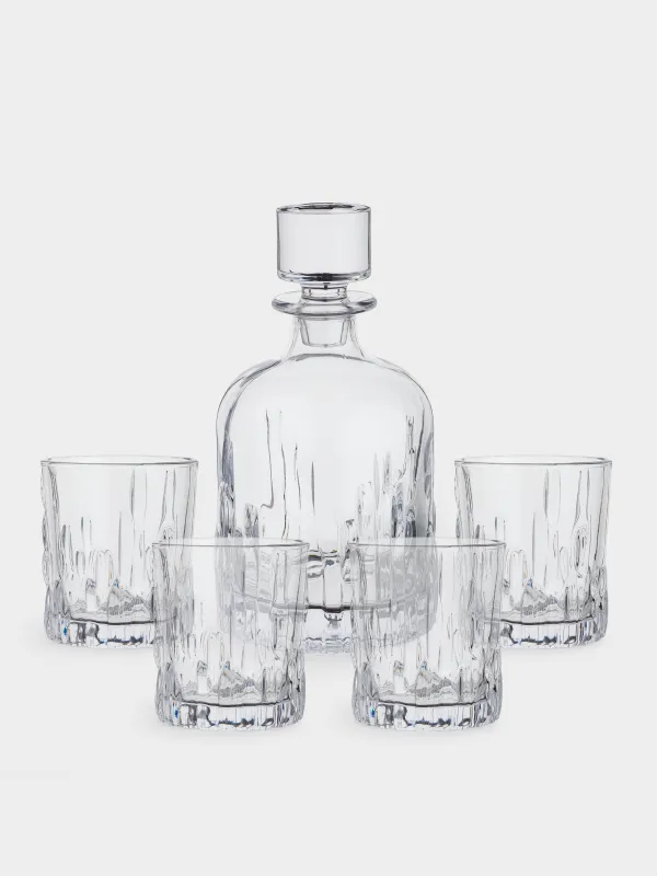 Вискиге арналған жиынтық, 4 адам, 5 зат, графин/стақандар, шыны Р, Harbor, image-0