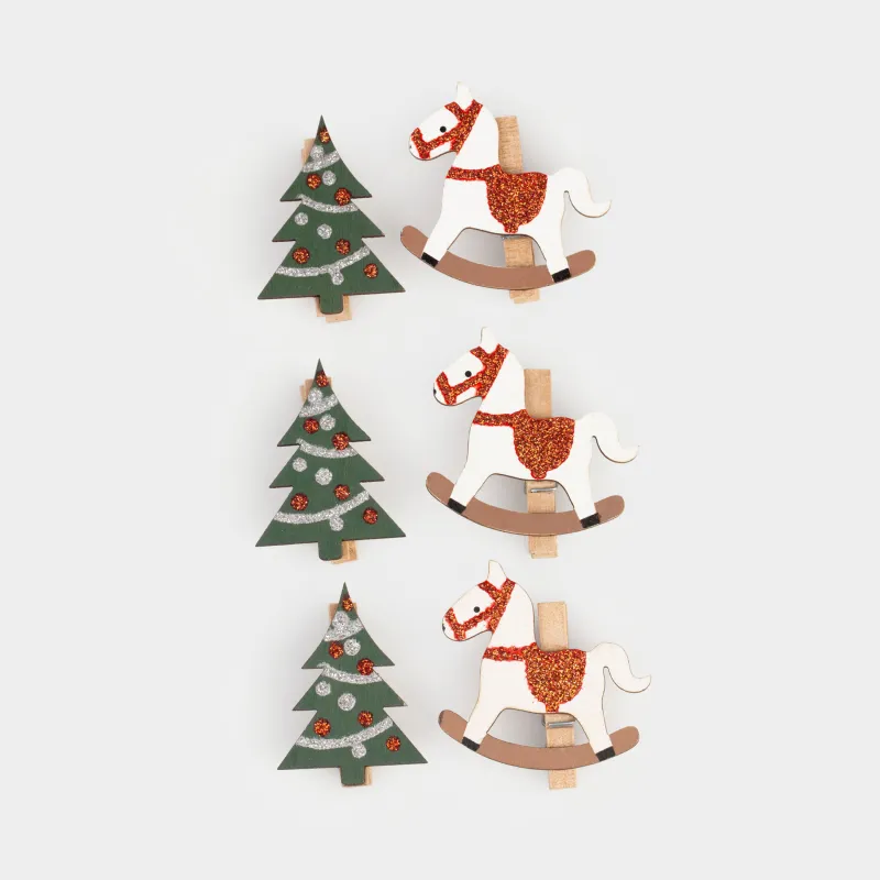 Клипса декоративная, 5 см, дерево, Figure wood