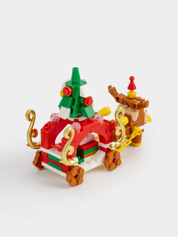 Конструктор, 12х8 см, 134 детали, пластик, цветной, Рождественские сани, Hobby kids, image-2