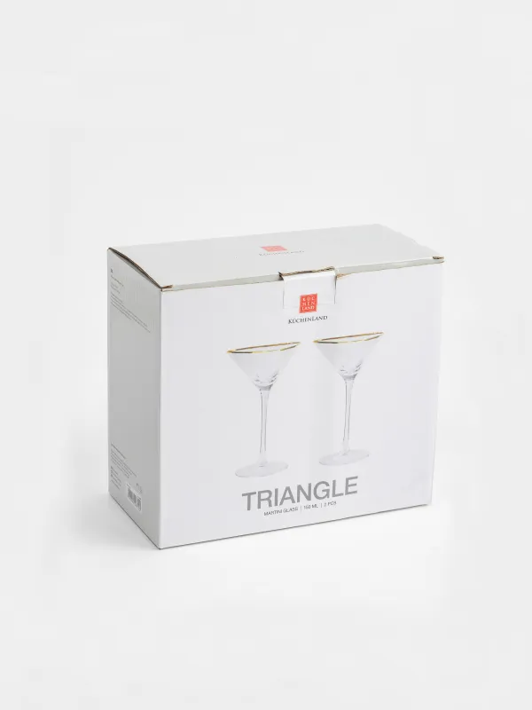 Мартини бокалы, 150 мл, 2 дана, шыны, алтын жиек, Triangle Gold, image-6