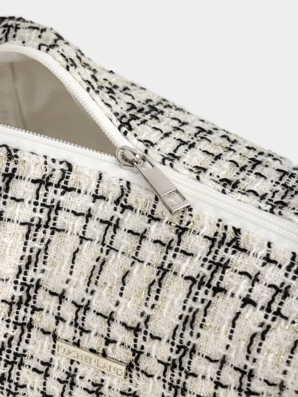 Косметикалық сөмке, 26х19 см, твид, ақ-қара, Wenal, image-4