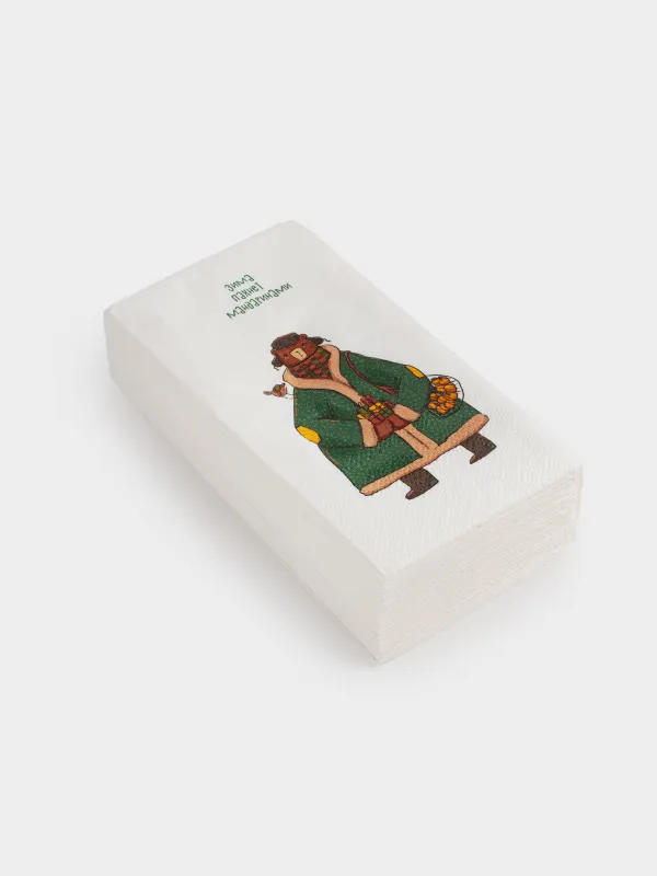 Қағаз майлықтар, 33х33 см, 20 дана, төртбұрышты, ақ, Пальто киген аю, Bear, image-1