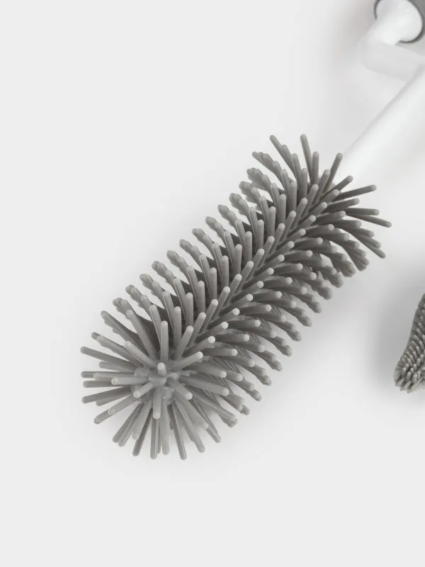 Бөтелкелерді жууға арналған щеткалар жинағы, 30/19 см, 2 дана, пластик/силикон, сұр, Clean, image-2