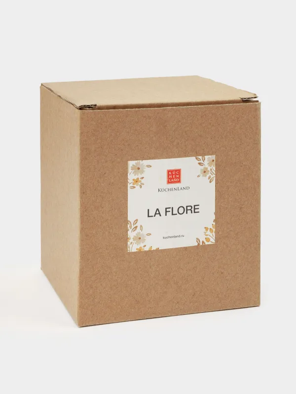 Сахарница, 12 см, 370 мл, с ложкой, керамика D/дерево, молочная, Винтажные цветы, La flore, image-5