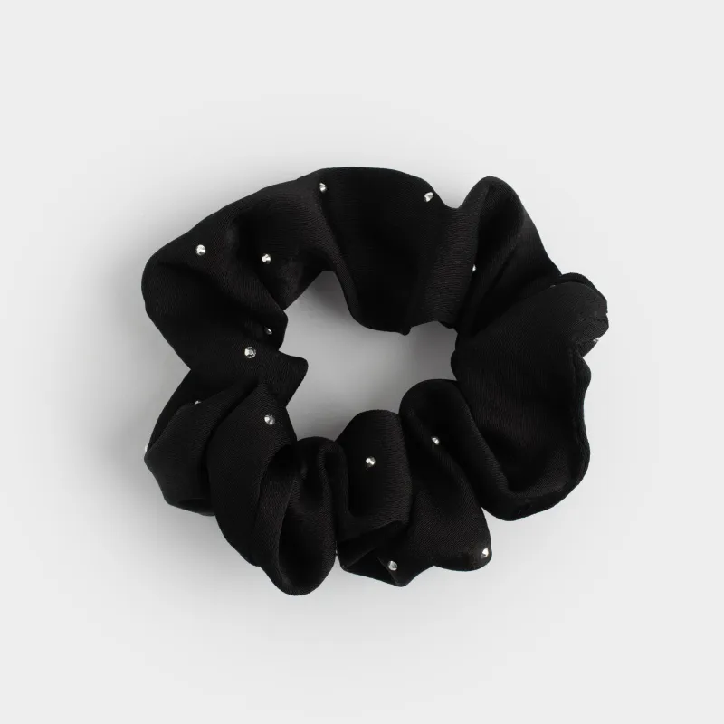 Шашқа арналған резеңке, 6 см, страздары бар, полиэфир, қара, Silk