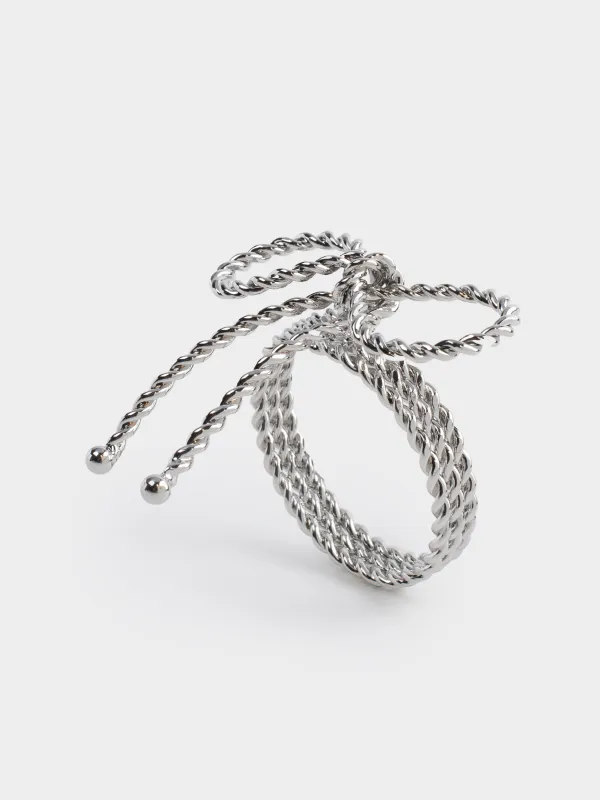 Майлық сақинасы, 7 см, металл, күміс, Бантик, Bow silver, image-0