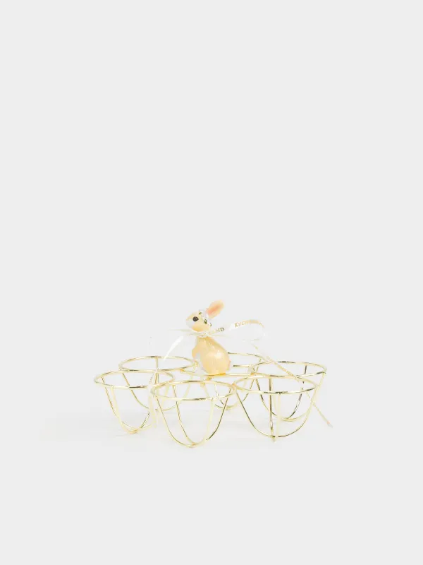 Подставка для яиц, 17х9 см, 6 отд, металл/полирезин, золотистая, Кролик, Twist gold, image-0