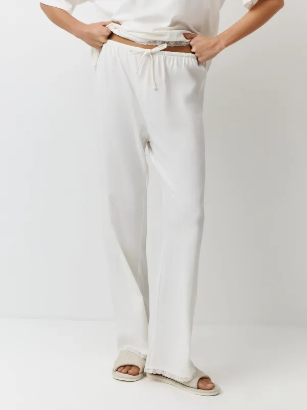 Брюки женские, домашние, белые, Mirandea, image-1