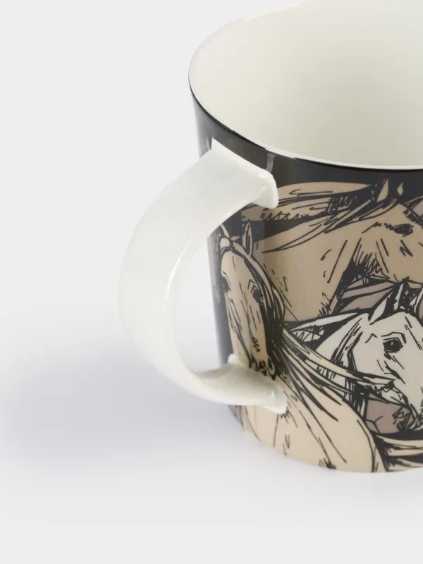 Саптыаяқ, 450 мл, фарфор F, қара, Жылқы, Horse, image-3