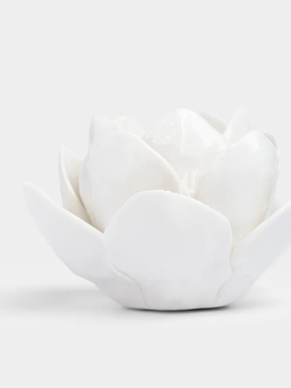 Шам ұстағыш, 10 см, жіңішке шамға арналған, фарфор P, сүт түстес, Гүл, Rose, image-3