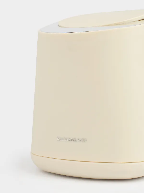 Ведро для мусора, 1,3 л, с кнопкой для открывания крышки, пластик, бежевое, Vintage kitchen, image-2