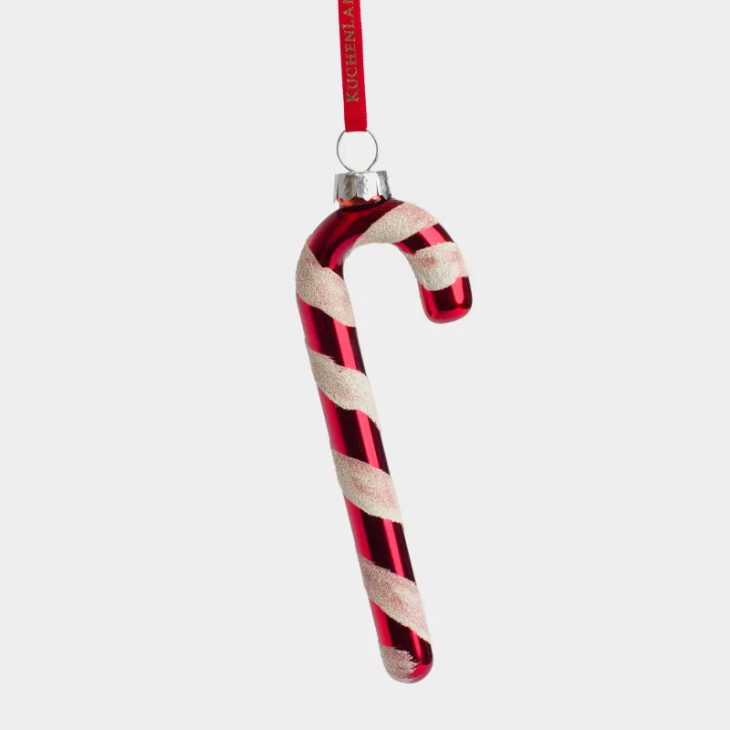 Шырша ойыншығы, 10 см, шыны, қызыл, Мұз кәмпит-таяқ, Figure christmas, image-3