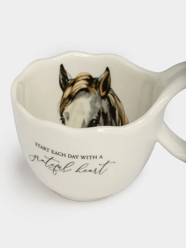 Кружка, 400 мл, керамика D, молочная, Лошадь внутри, Crumple print, image-4