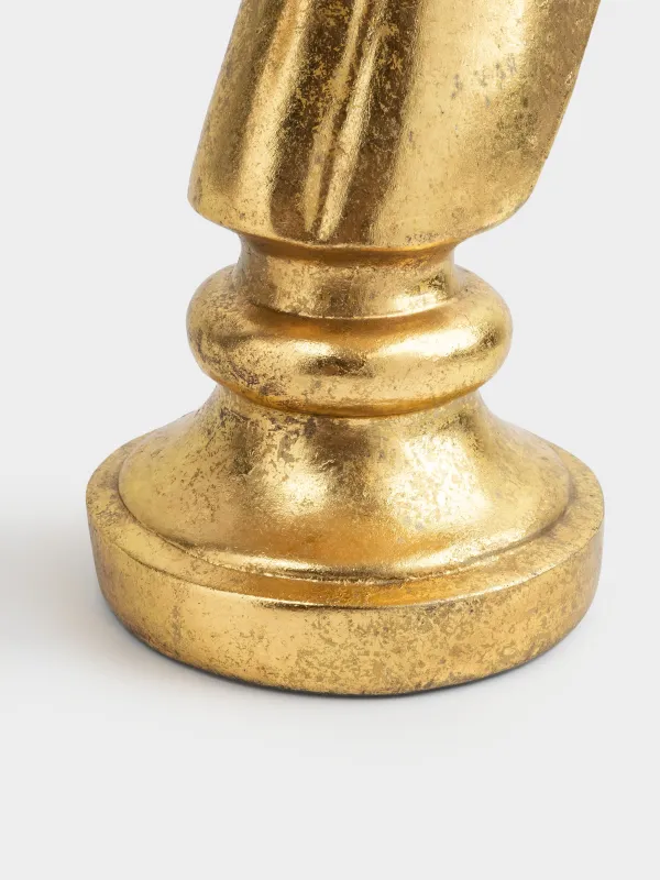 Сәндік ыдыс, 27х19 см, аяқты, болат/полирезин, алтын, Жылқы, Horse gold, image-2