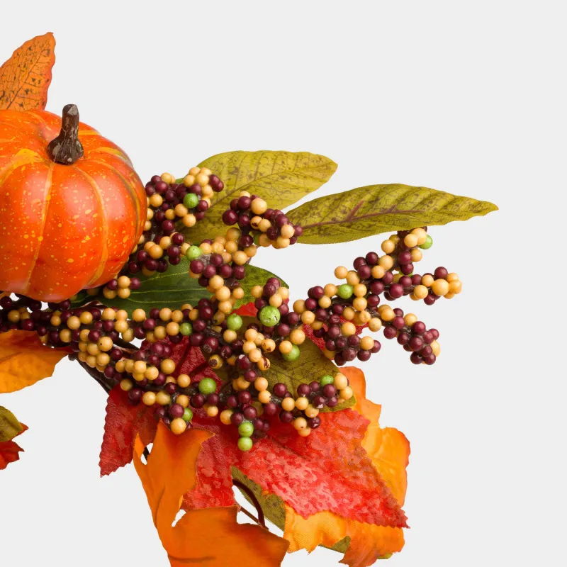 Сәндік гүл шоғы, 40 см, пенопласт/полиэстер, Асқабақ және күзгі жапырақтар, Forest symphony decor, image-3