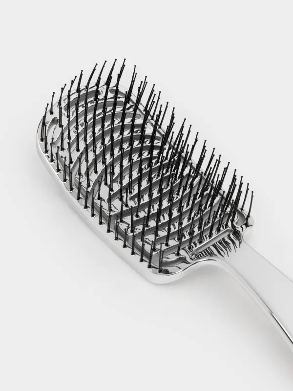 Шашқа арналған массаждық тарақ, 22 см, пластик, күміс, Wave, image-1