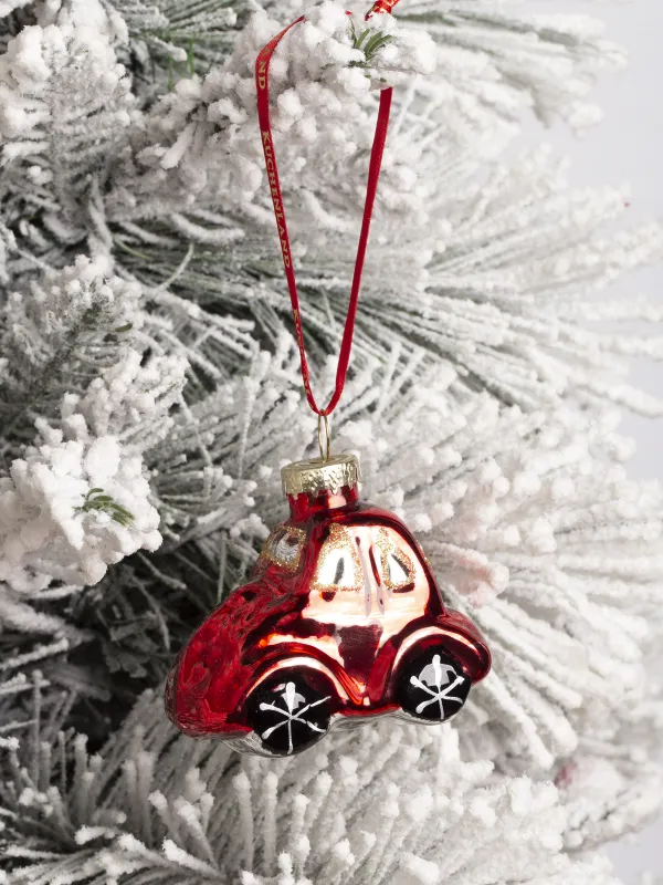 Шырша ойыншығы, 7х5 см, шыны, қызыл, Көлік, Figure christmas, image-3