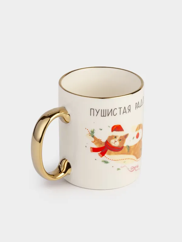 Саптыаяқ, 350 мл, фарфор N, ақ және алтын, ДИЗАЙН, Christmas friends, image-1