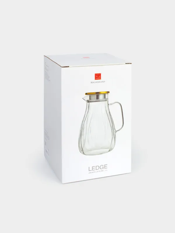 Кувшин, 2 л, с крышкой-фильтром, стекло Б/сталь, Ledge, image-8