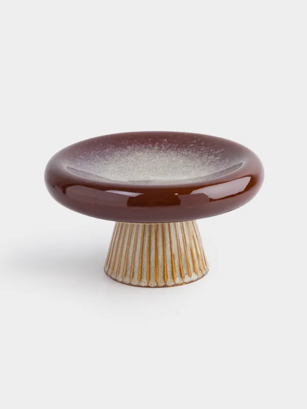 Аяқты ыдыс, 22х12 см, фарфор Р, сүтті-қоңыр, Саңырауқұлақ, Colors autumn, image-1