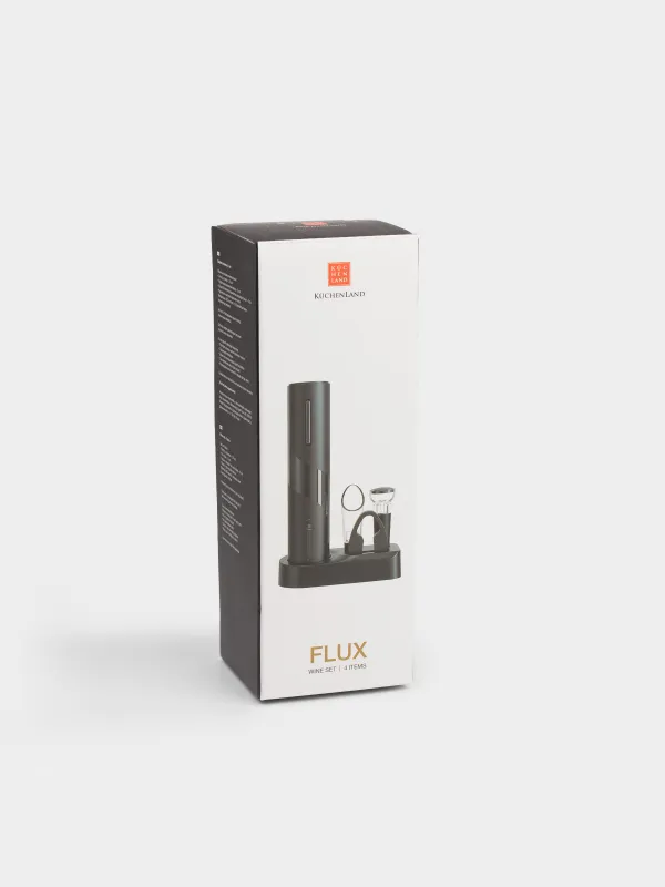 Шарап жиынтығы, 5 зат, вакуумды тығыны бар, тұғырда, пластик/болат, қара, Flux, image-9