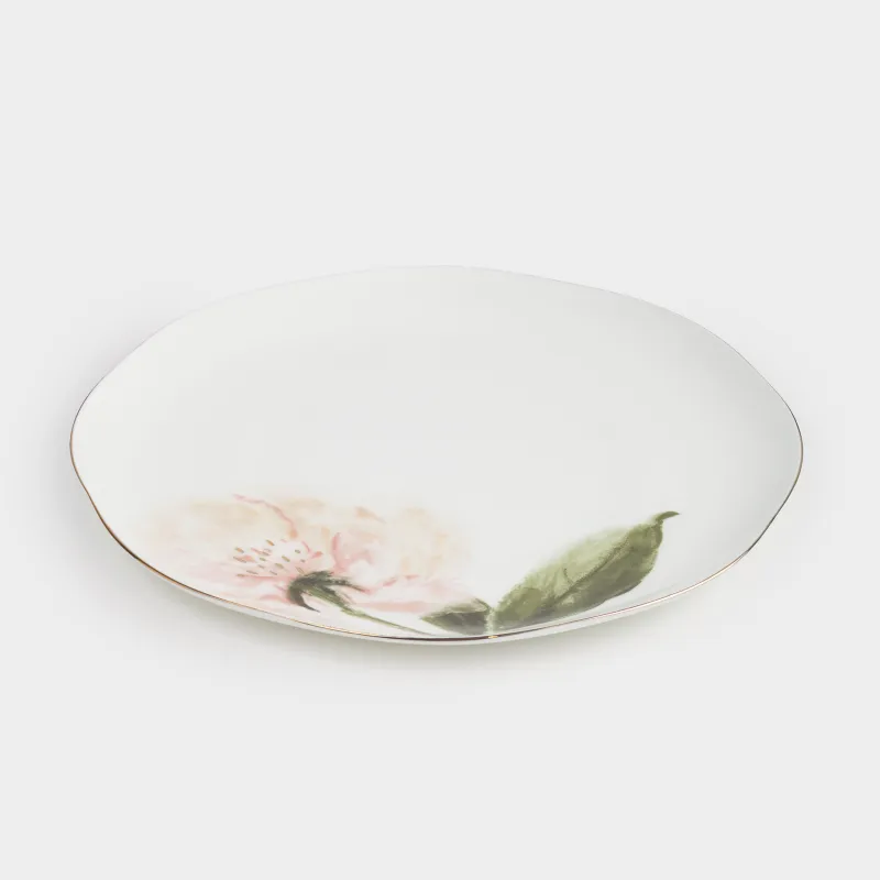 Түскі ас тәрелкесі, 27 см, фарфор F, ақ, алтын жиегі бар, Гүл, Peony gold, image-1