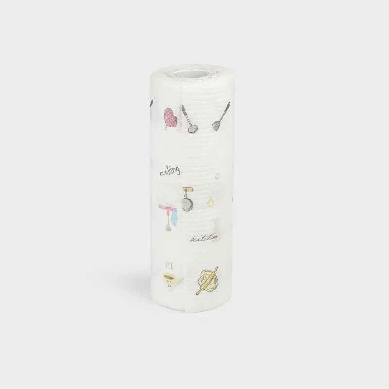 Орамалы орамалдар, 25х25 см, 50 дана, принті бар ақ орамалдар, Roll