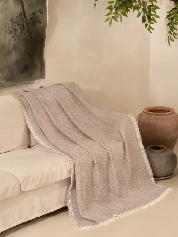 Плед, 130х170 см, с бахромой, шенилл, серый, Chenill, image-2