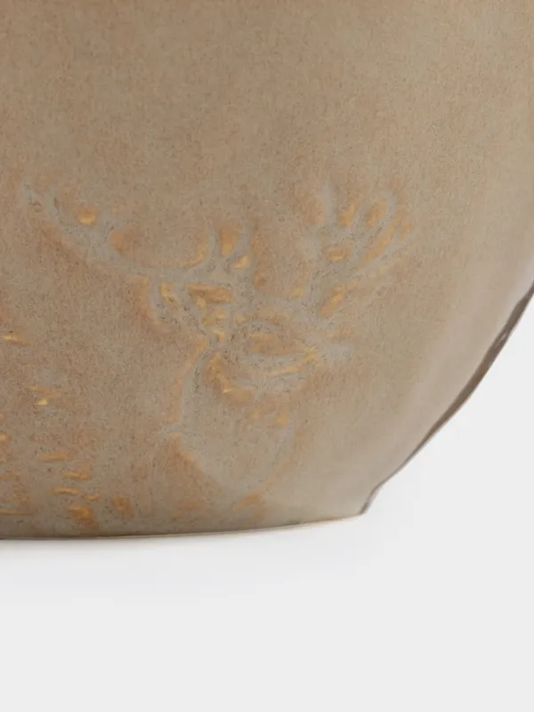 Салатник, 15x8 см, керамика R, коричнево-бежевый, Олень в лесу, Snowy forest, image-3