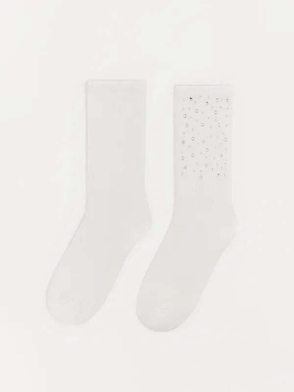 Носки со стразами, белые, Brilhar, image-0