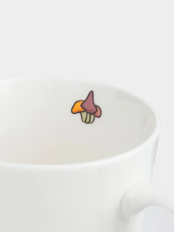 Саптыаяқ, 420 мл, фарфор N, ақ, Саңырауқұлақ астындағы кірпі, Forest animals, image-4