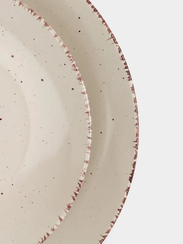 Түскі ас жиынтығы, 6 тұлға, 18 зат, керамика, сарғылт, дақ, Speckled, image-4