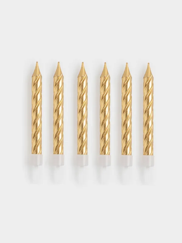 Свеча для торта, 8 см, 6 шт, тонкая, шампань, Спираль, Birthday party, image-0