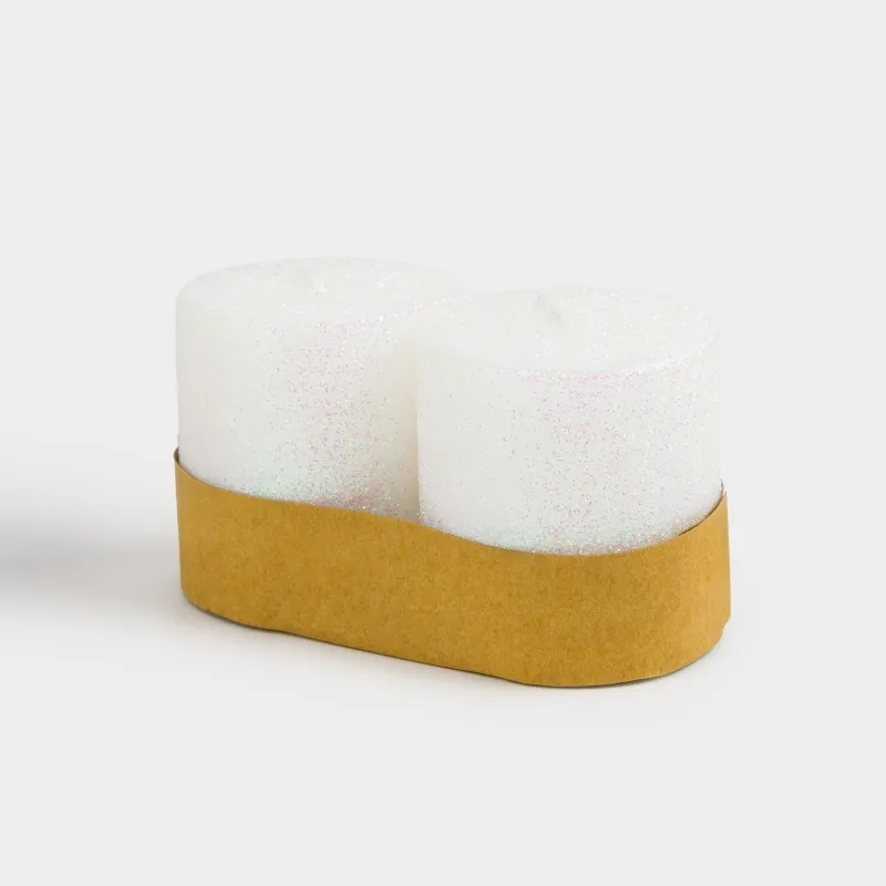 Свеча, 6 см, 2 шт, цилиндрическая, с блестками, белая, Sparkly candle, image-3