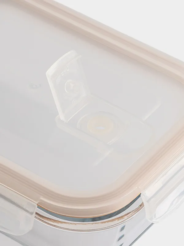 Контейнер, 640 мл, кыстырғышпен, бу шығару клапаны бар, шыны Т/пластик, тікбұрышты, Soft kitchen, image-2