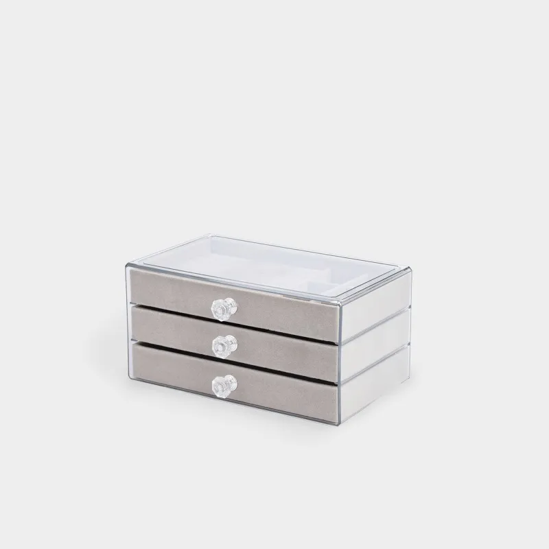 Зергерлік қорап, 22х13 см, пластик / кордюр, сұр, Аффлюанс