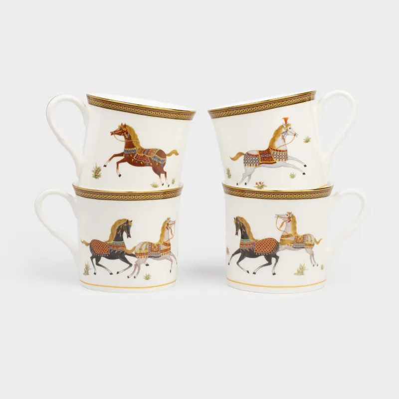 Шыныаяқ. 300 мл, 4 дана, фарфор F, ақ, жылқы, Blue wind